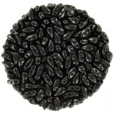 Czech DropDuo beads 3x6mm Jet 23980